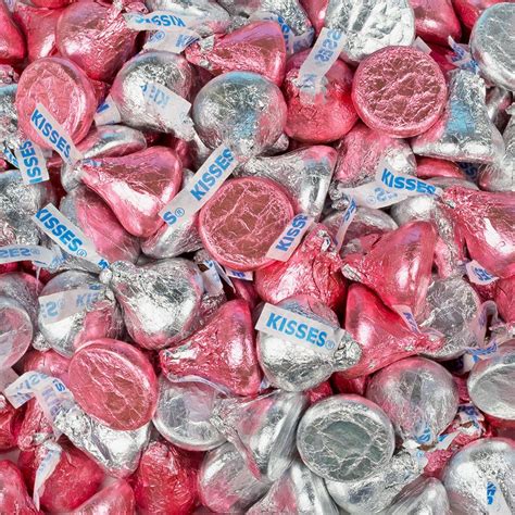 Light Pink Silver Hershey S Kisses Foil Wrapped Bulk Chocolate Candy