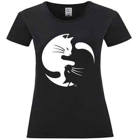 1tee Womens Ying Yang Cats T Shirt Ebay