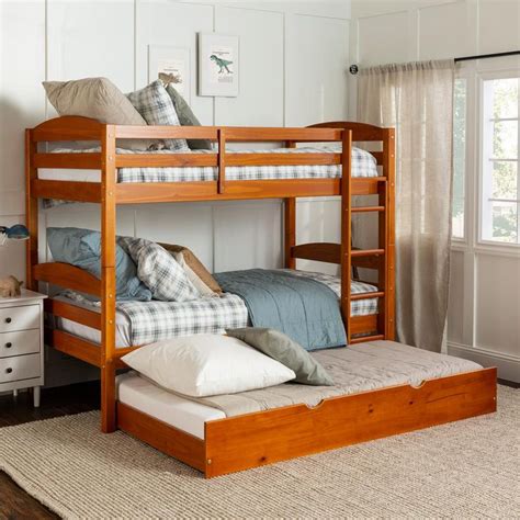 Welwick Designs Solid Wood Twin Over Twin Bunk Bed Storagetrundle