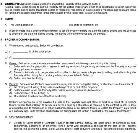The Listing Agreement: Para. 3, 4 and 5 - Listing Price ...