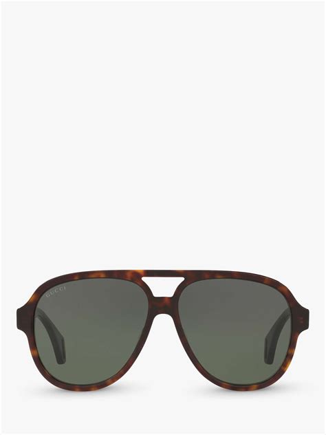 gucci gg0463s men s aviator sunglasses brown green at john lewis and partners