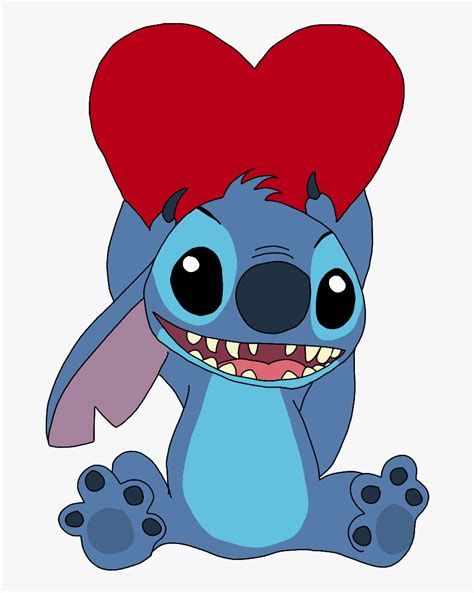 Stitch Holding A Heart Drawing Art Leg