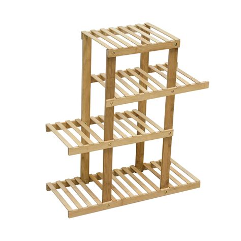4 Tiers Bamboo Plant Flower Stand Shelf