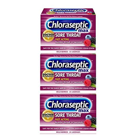 Chloraseptic Max Strength Sore Throat Lozenges Wild Berries Flavor 15