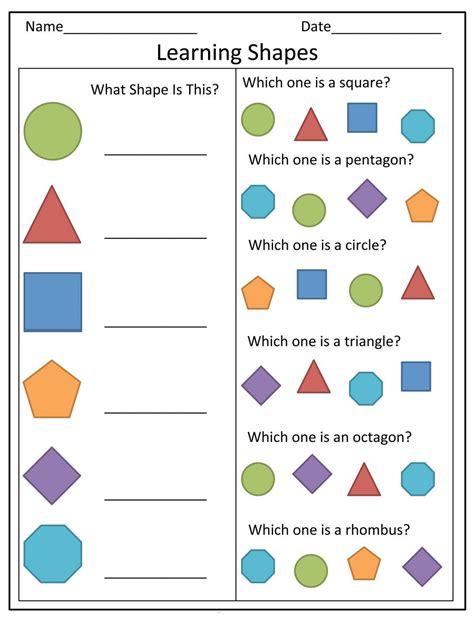 Shape Worksheets For Kindergarten