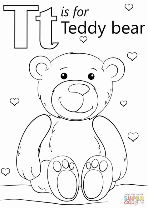 Letter T Coloring Sheets Inspirational Letter T is for Teddy Bear Coloring Page in 2020  Bear