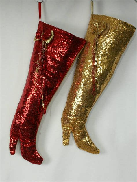 High Heel Christmas Stocking Sequin Womens Stockings Embellished Chic