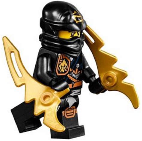 Lego Ninjago Minifigure Cole Zukin Robe Black Ninja With Dual Gold