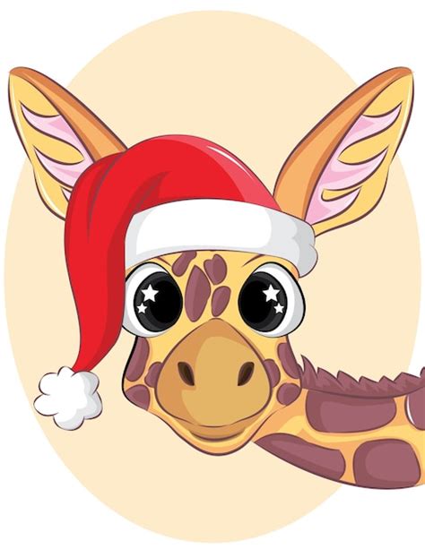 Premium Vector Portrait Of A Cute Giraffe Christmas Illustration