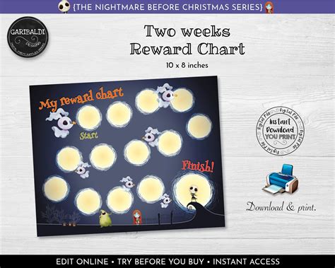 Printable Reward Chart Nightmare Before Christmas Reward Chart - Etsy