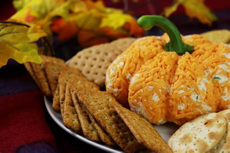 Pumpkin Shaped Cheese Ball Forkly Halloween Food