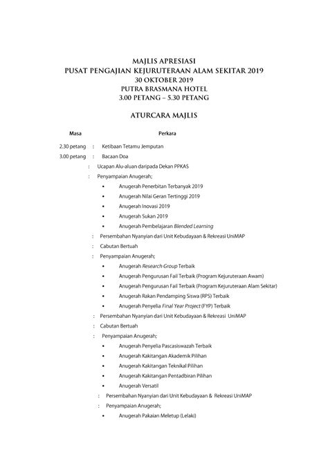 Contoh Aturcara Majlis Rasmi Majlis Zikir 21 4 18 Dmdi Sim Pacocha