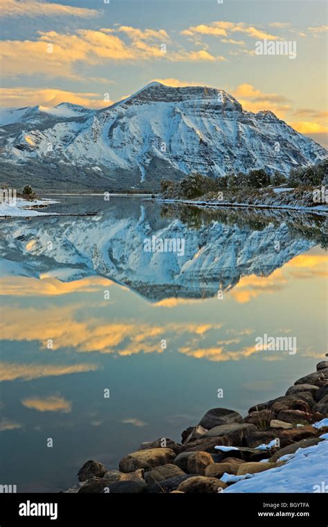 Reflections Of Mt Vimy On Lower Waterton Lake Knights Lake At Sunset