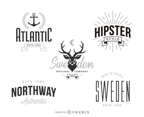 Hipster Logo Template Set Vector Download