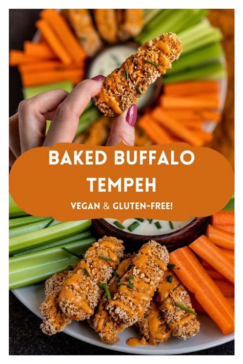 Baked Buffalo Tempeh Shortgirltallorder Baked Tempeh Vegan Snacks