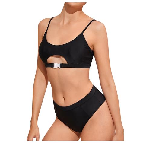 women bathing suit high breast contrast gradient split bikini set two piece swimsuit