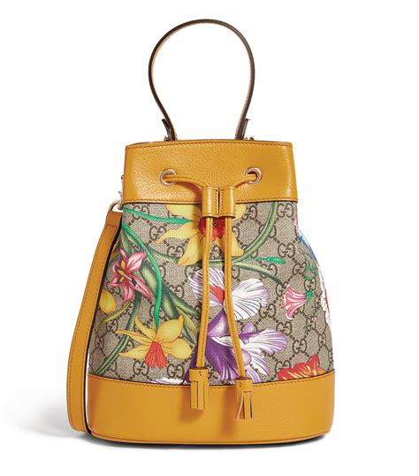 Gucci Ophidia Gg Flora Small Bucket Bag In Yellow Lyst Uk