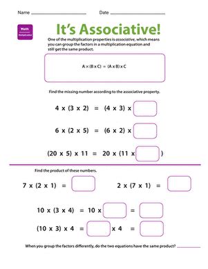 Properties Of Multiplication Associative Worksheet Education Com