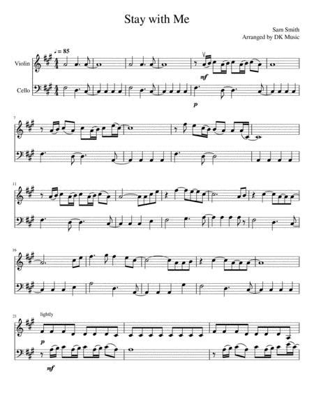 Stay With Me Violin Cello Duet By Sam Smith Digital Sheet Music For