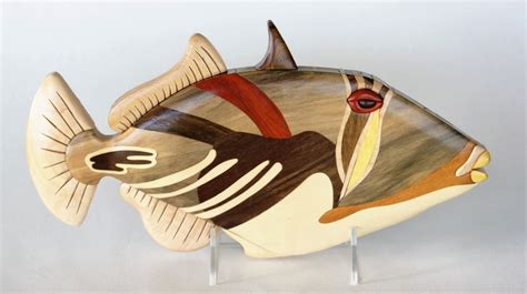 Triggerfish Intarsia Wall Hanging Wooden Fish By Entwoodcrafts
