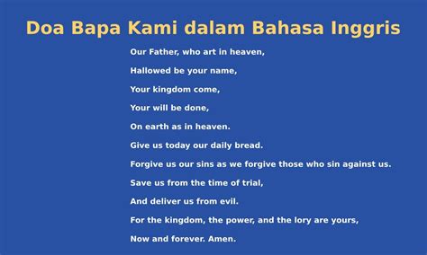 Doa Bapa Kami Dalam Bahasa Inggris Tiap Kalimatnya Penuh Makna