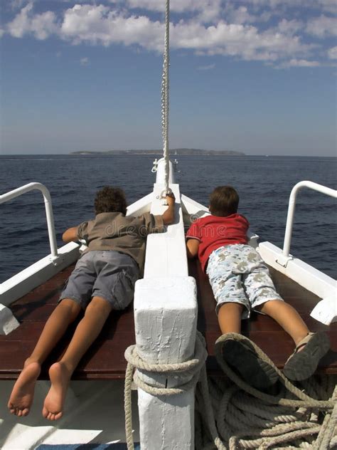 Kids On Boat Stock Image Image Of Back Kids Vacation 1790445