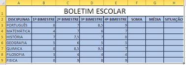 Aprenda A Criar Boletim Escolar No Excel Taxibeat