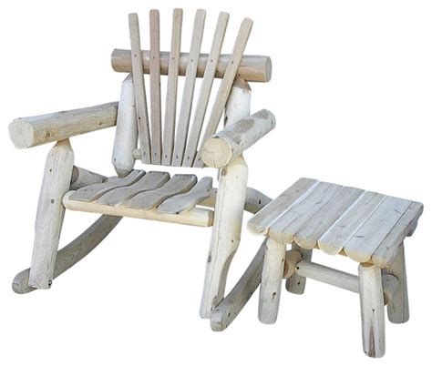 Rustic White Cedar Log Rocker Rustic Outdoor Rocking Chairs By