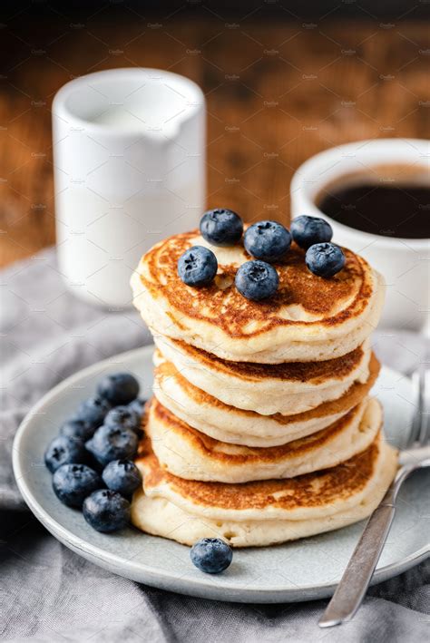 Breakfast Pancakes With Blueberries Containing Breakfast Pancakes And