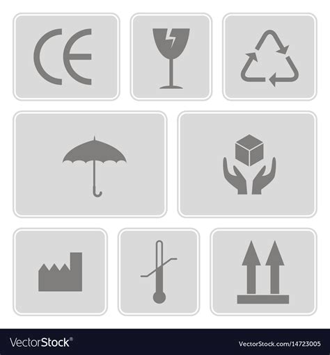 Set Of Monochrome Icons With Packaging Symbols Vector Image