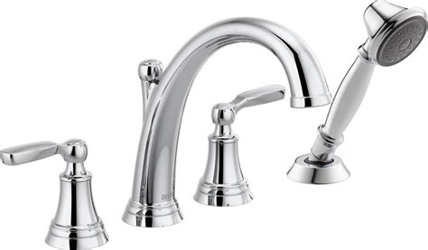 Roman tub faucets with hand shower are also popular. Delta T4732 Chrome Woodhurst Widespread Deck Mounted Roman ...