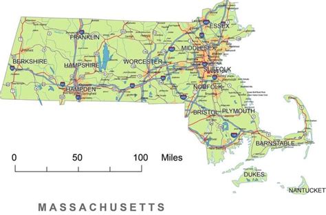 Preview Of Massachusetts State Vector Road Map Your Vector Maps Com