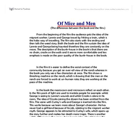 Of Mice And Men The Differences Between The Book And The Film A
