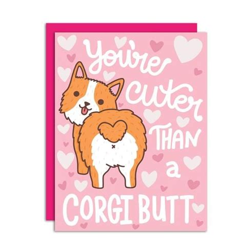 Funny Corgi Love Card Corgi T Corgi Butt Cute Card Etsy Love Cards Cute Cards