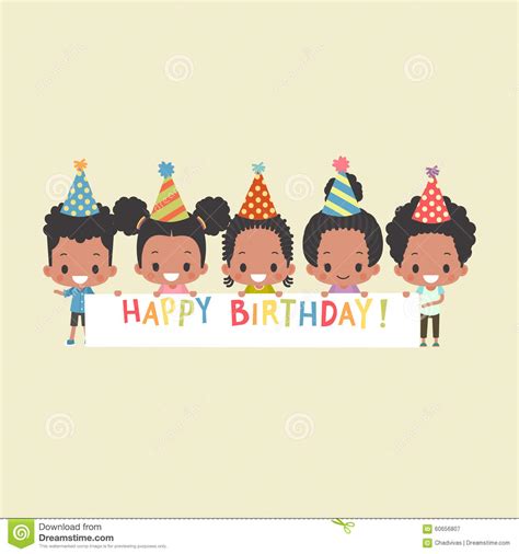 African-American Kids Happy Birthday Banner Stock Vector ... Amazing animated gif with birthday cake and fireworks this amazing gif image showcases yummy cake with white frosting and candied confetti topped up with pretty.