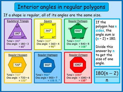 How to calculate the interior and exterior angles of polygons, free interactive geometry worksheets, examples and step by step solutions. http://www.aplustopper.com/interior-angle-regular-polygon/ Interior Angles of Regular Polygons ...