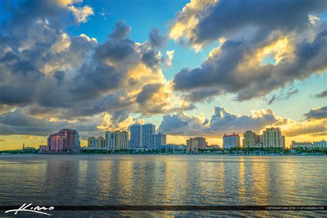 West Palm Beah City Skyline With Clouds Hdr Photography By Captain Kimo