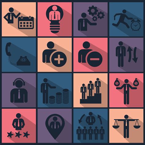 Human Resources And Management Icon Set Flat Vector Illustration