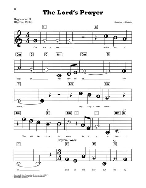 Prayer song | worship song. The Lord's Prayer Sheet Music | Frank Sinatra | E-Z Play Today
