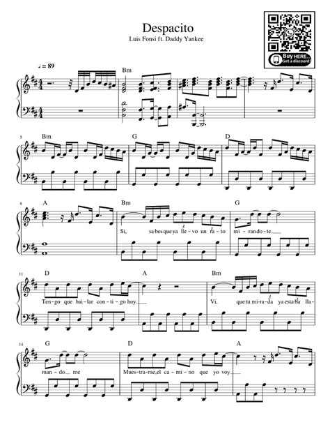 Despacito Sheet Music Luis Fonsi Featuring Daddy Yankee Easy Piano