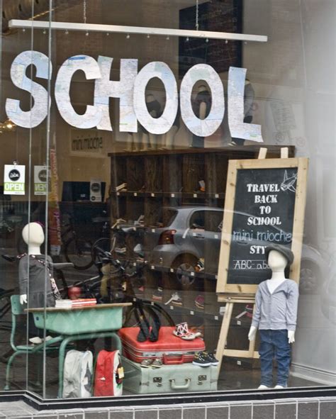 Back To School Window Display We Have Two Old Desks Suitcases An Old