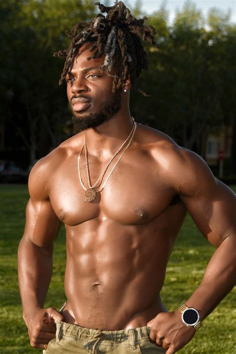 Handsome African American Man With Dreadlocks And Muscles Black