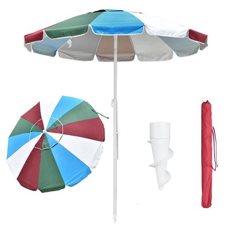 Yescom Rainbow Beach Umbrella Tilt 6 Ft 12 Rib W Anchor Yescomusa