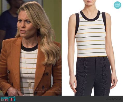 dj s white striped top and side stripe pants on fuller house fashion tv tv clothes candace