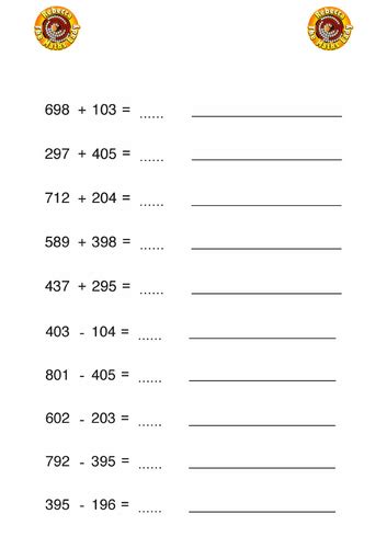 Mental Addition And Subtraction Worksheet Teaching Resources