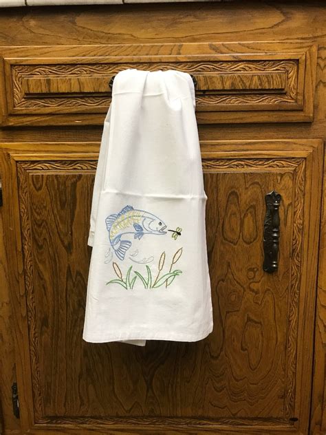 Set Of 7 Hand Embroidered Kitchen Towels With Outdoor Living Etsy