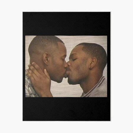 Two Black Men Kissing Meme Sticker Art Board Print By Alydatyzrn Redbubble