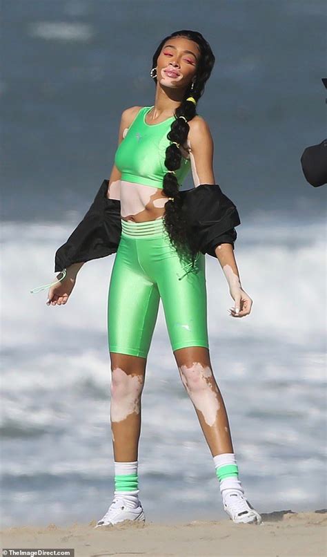 Winnie Harlow Showcases Her Toned Physique Modeling On The Beach