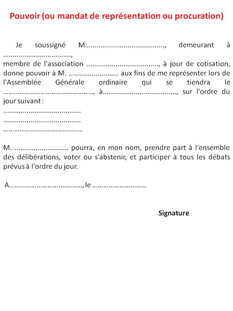 Lettre Procuration Exemple