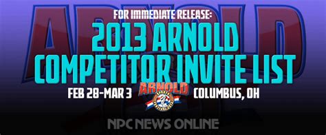 2013 arnold classic invites announced npc news online